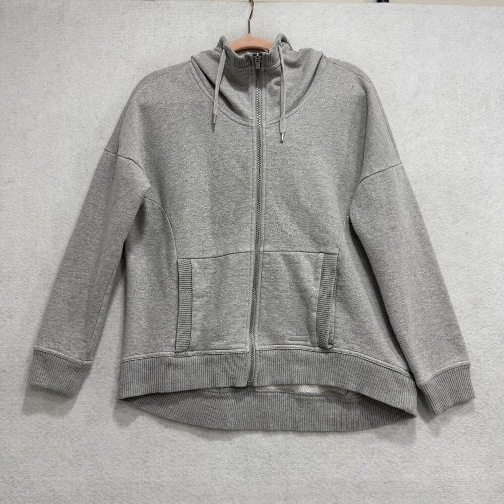 Athleta Hoodie Sweatshirt Womens Medium Gray Full Zip Hooded Jacket Cotton